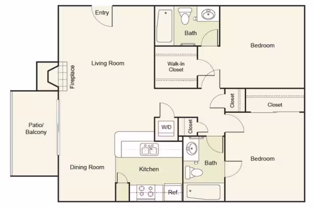 Type A : 2 Bed 2 Bath 278 floor plan